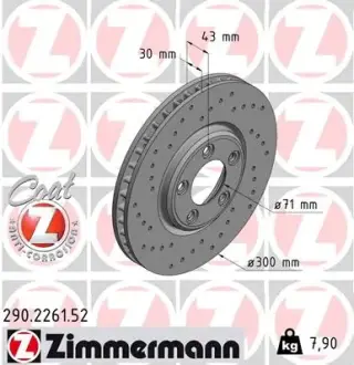 Диск тормозной ZIMMERMANN 290226152