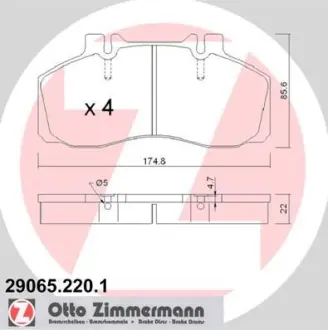 Комплект тормозных колодок, дисковый тормоз ZIMMERMANN 290652201