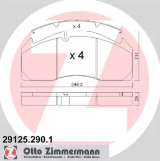 Комплект тормозных колодок, дисковый тормоз ZIMMERMANN 291252901