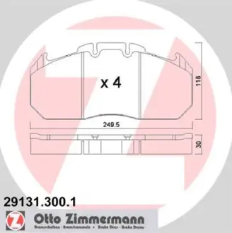 Комплект тормозных колодок, дисковый тормоз ZIMMERMANN 291313001