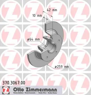 Тормозной диск ZIMMERMANN 370306700