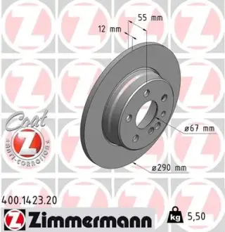 Диск тормозной ZIMMERMANN 400142320