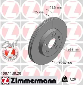 Диск гальмівний ZIMMERMANN 400143020