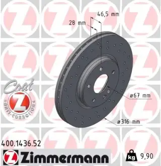 Тормозной диск ZIMMERMANN 400143652