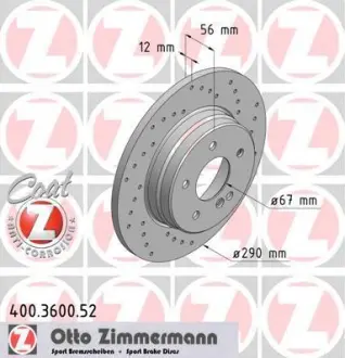 Диск гальмівний ZIMMERMANN 400360052
