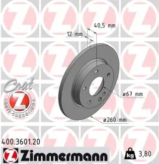 Диск гальмівний ZIMMERMANN 400360120