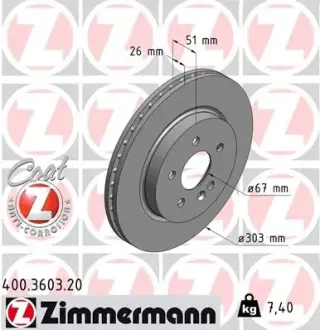 Диск тормозной ZIMMERMANN 400360320