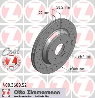 Диск гальмівний ZIMMERMANN 400360952