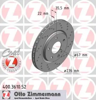 Диск гальмівний ZIMMERMANN 400361052
