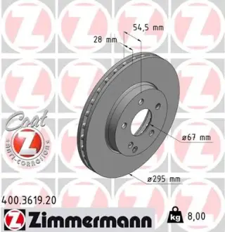 Тормозной диск ZIMMERMANN 400361920
