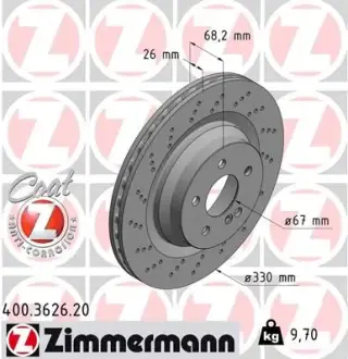 Диск гальмівний ZIMMERMANN 400362620