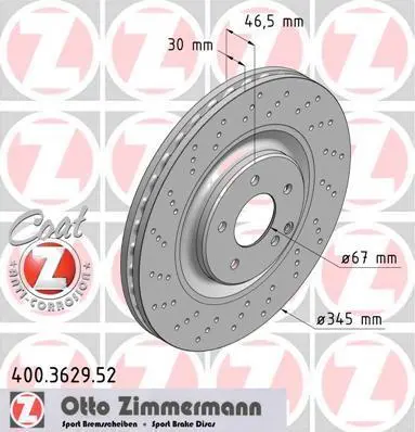 Диск тормозной ZIMMERMANN 400362952 (фото 1)