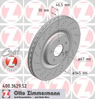 Диск тормозной ZIMMERMANN 400362952