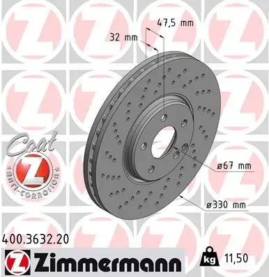 Диск тормозной ZIMMERMANN 400363220 (фото 1)