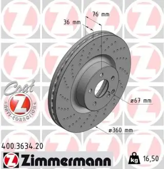 Диск тормозной ZIMMERMANN 400363420