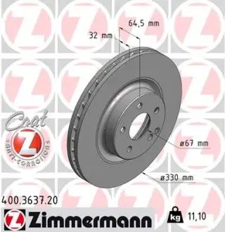 Диск гальмівний ZIMMERMANN 400363720