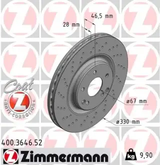 Тормозной диск ZIMMERMANN 400364652