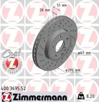 Диск тормозной ZIMMERMANN 400369552