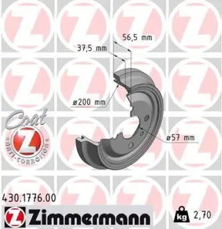 Тормозной барабан ZIMMERMANN 430177600