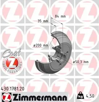 Тормозной барабан ZIMMERMANN 430178100