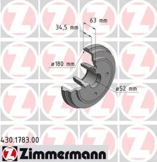 Барабан гальмівний ZIMMERMANN 430178300