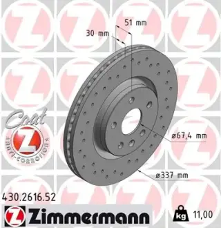 Диск гальмівний ZIMMERMANN 430261652