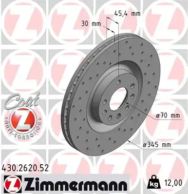 Диск тормозной ZIMMERMANN 430262052 (фото 1)
