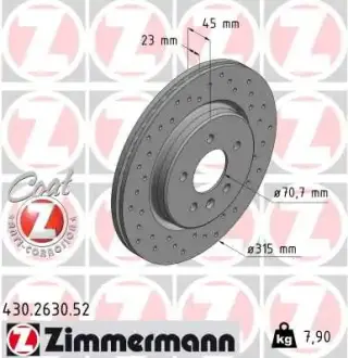 Тормозной диск ZIMMERMANN 430263052