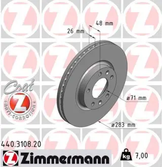 Диск гальмівний ZIMMERMANN 440310820