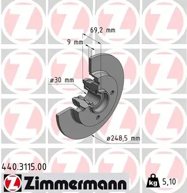 Диск тормозной ZIMMERMANN 440311500 (фото 1)