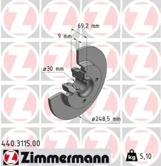 Диск тормозной ZIMMERMANN 440311500