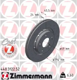 Гальмівний диск перед вент Mitsubishi Outlander-Ou ZIMMERMANN 440312252