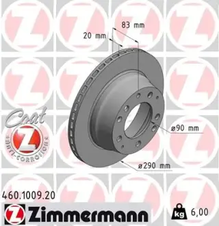Тормозной диск ZIMMERMANN 460100920