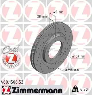 Тормозной диск ZIMMERMANN 460150652