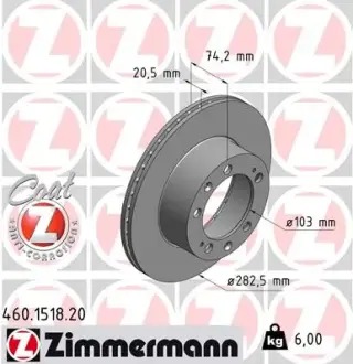 Тормозной диск ZIMMERMANN 460151820