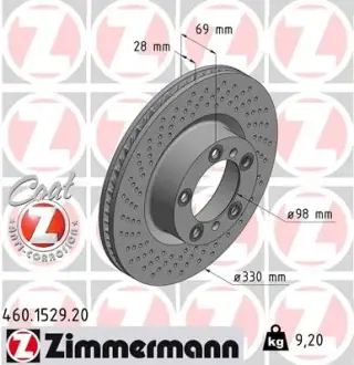 Диск тормозной ZIMMERMANN 460152920