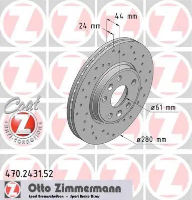 Диск гальмівний ZIMMERMANN 470243152 (фото 1)