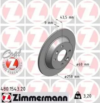 Тормозной диск ZIMMERMANN 480154320