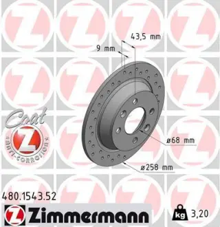 Тормозной диск ZIMMERMANN 480154352