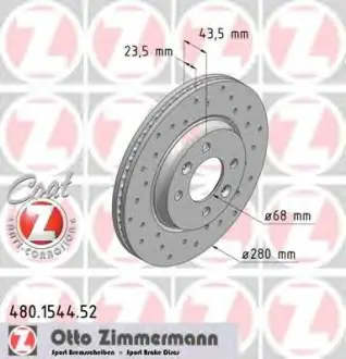 Диск тормозной ZIMMERMANN 480154452