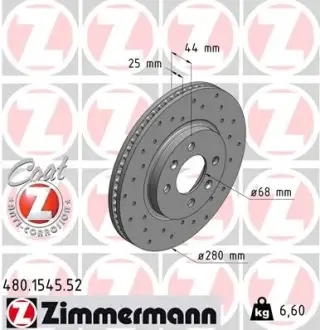 Диск гальмівний ZIMMERMANN 480154552