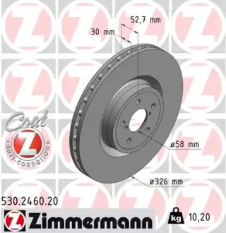 Передні SUBARU IMPREZA (GD) 2.0 WRX STi AWD 05- 326x30mm ZIMMERMANN 530246020