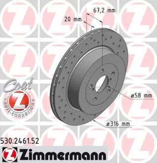 Тормозной диск ZIMMERMANN 530246152