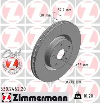 Тормозной диск ZIMMERMANN 530246220