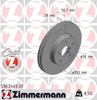 Диск гальмівний Coat Z ZIMMERMANN 530246920