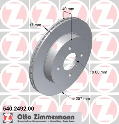 Диск тормозной ZIMMERMANN 540249200 (фото 1)