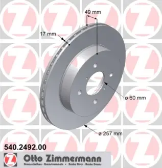 Диск гальмівний ZIMMERMANN 540249200