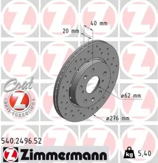 Диск тормозной ZIMMERMANN 540249652