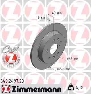 Тормозной диск ZIMMERMANN 540249720
