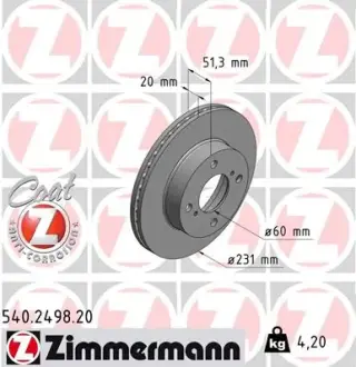 Диск гальмівний ZIMMERMANN 540249820